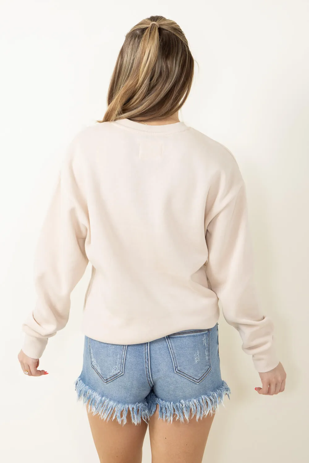 1897 Active Embroidered Michigan Fleece Sweatshirt for Women in Cream | GT-079-CREAM