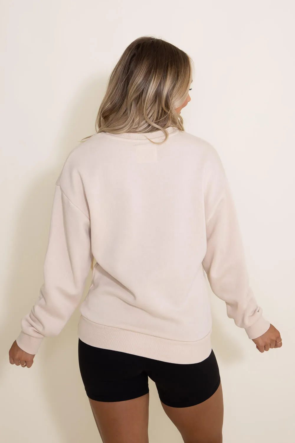1897 Active Embroidered Wifey Fleece Sweatshirt for Women in Cream | GT078-WIFEY-CREAM