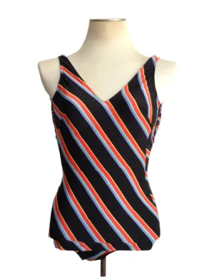 1970s Bathing Suit Black Red Stripes