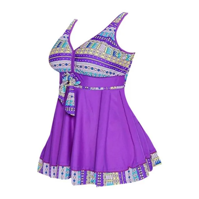 2019 High Cut Swimdress Plus Size Tankini Swimsuits Floral print Swimwear Women Ladies Push Up With Shorts Sport Two Pieces 5XL
