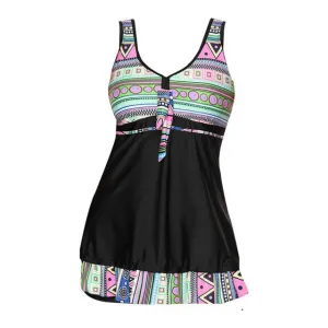 2019 High Cut Swimdress Plus Size Tankini Swimsuits Floral print Swimwear Women Ladies Push Up With Shorts Sport Two Pieces 5XL