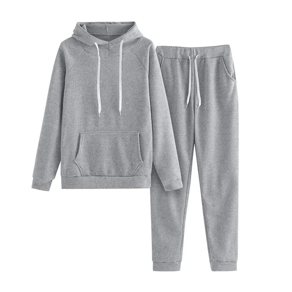 2023 wholesale Outfits Autumn Women's Fleece Tracksuit 2 Pieces Set Pullover Hoodies Pants Sport Suit Female Winter Warm Sweatshirt Long Sleeve Hooded Matching Joggers Sweatpants hoodie set