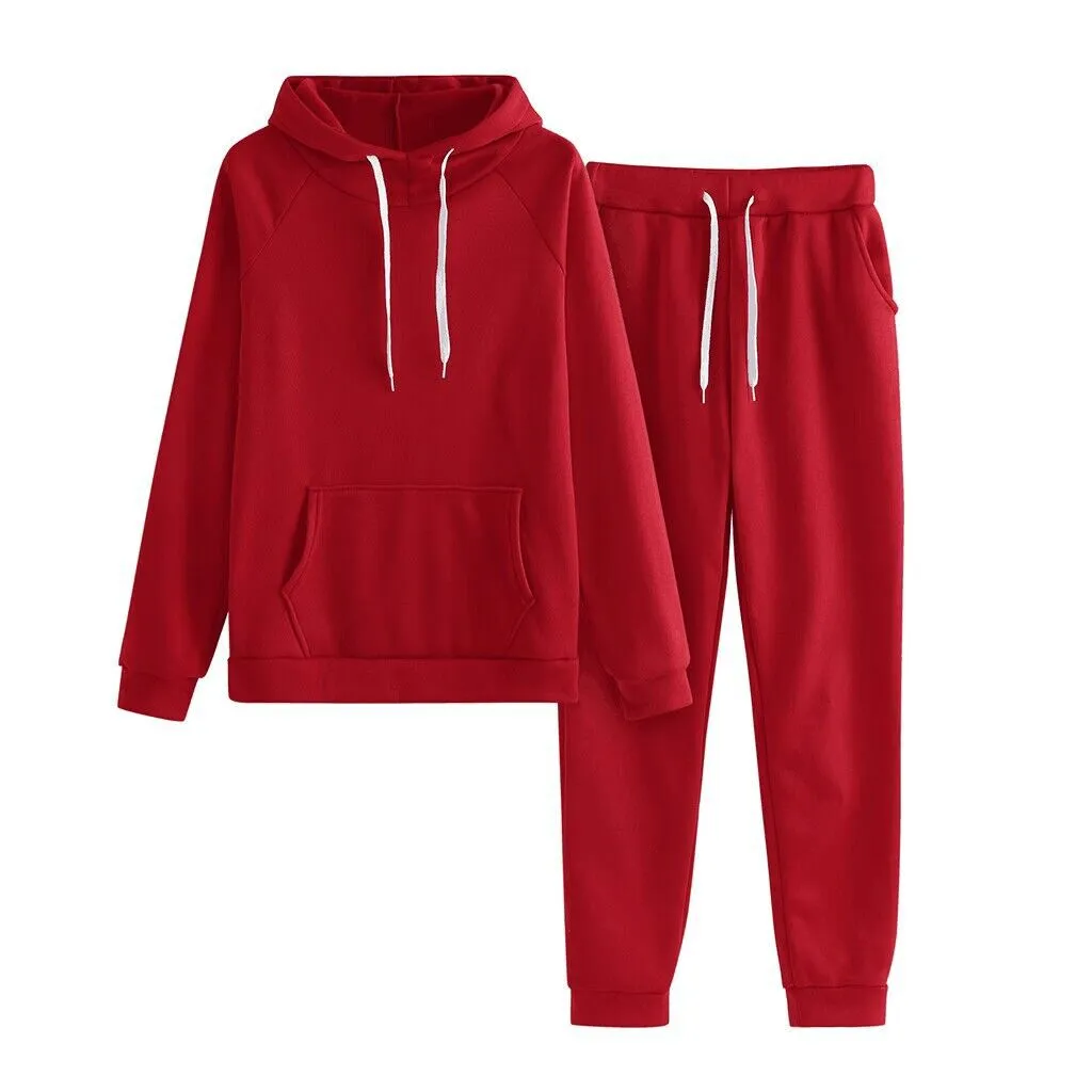 2023 wholesale Outfits Autumn Women's Fleece Tracksuit 2 Pieces Set Pullover Hoodies Pants Sport Suit Female Winter Warm Sweatshirt Long Sleeve Hooded Matching Joggers Sweatpants hoodie set
