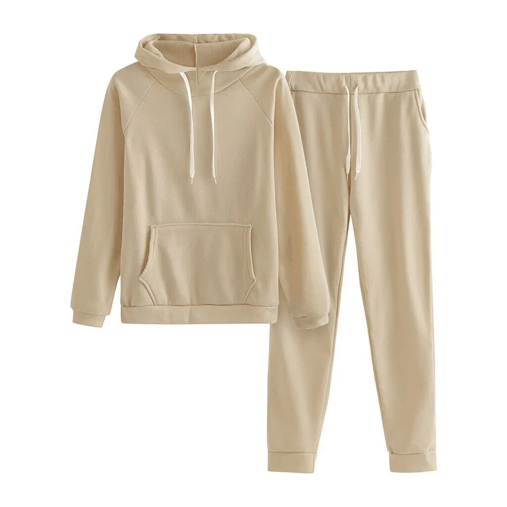 2023 wholesale Outfits Autumn Women's Fleece Tracksuit 2 Pieces Set Pullover Hoodies Pants Sport Suit Female Winter Warm Sweatshirt Long Sleeve Hooded Matching Joggers Sweatpants hoodie set