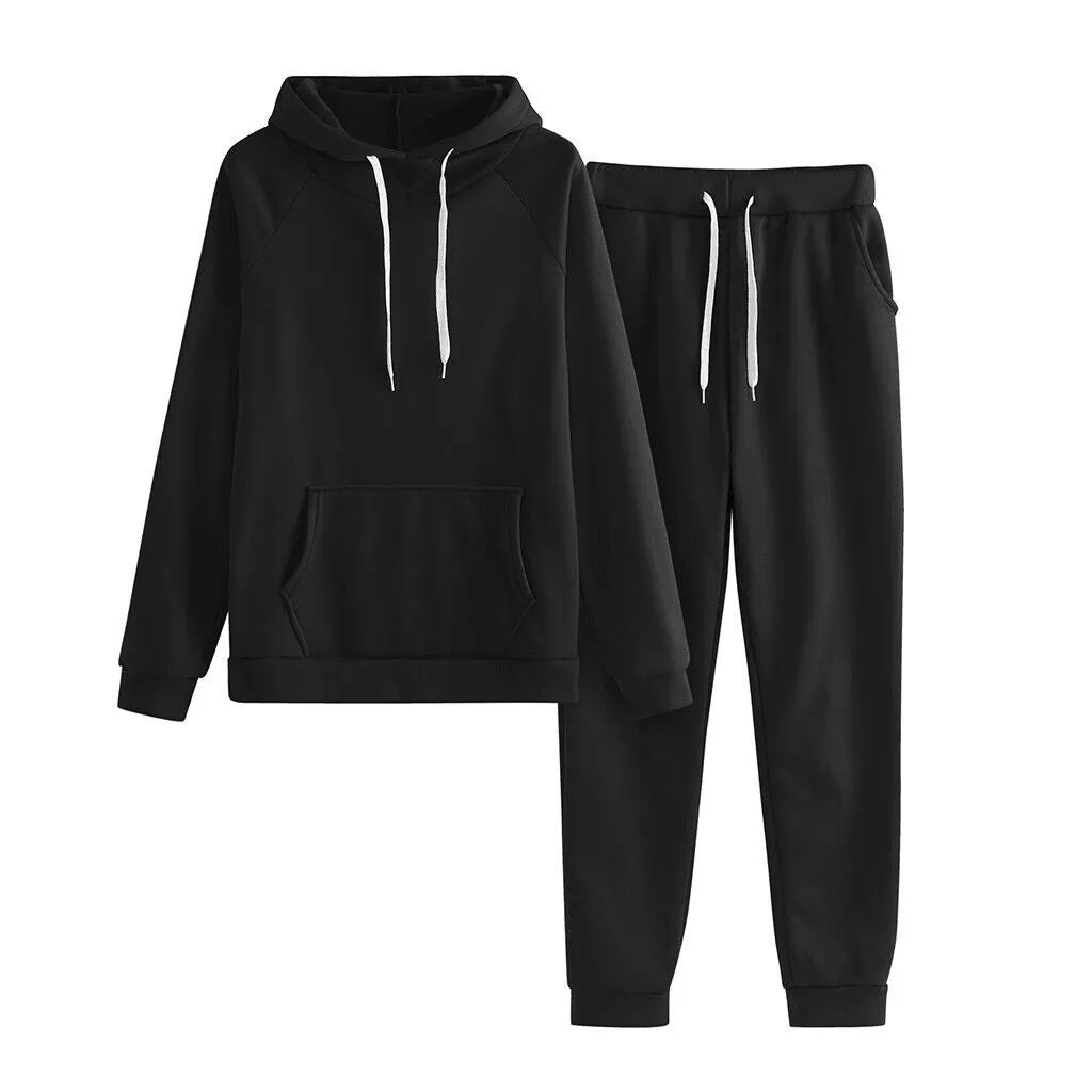 2023 wholesale Outfits Autumn Women's Fleece Tracksuit 2 Pieces Set Pullover Hoodies Pants Sport Suit Female Winter Warm Sweatshirt Long Sleeve Hooded Matching Joggers Sweatpants hoodie set