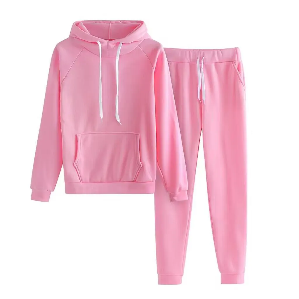 2023 wholesale Outfits Autumn Women's Fleece Tracksuit 2 Pieces Set Pullover Hoodies Pants Sport Suit Female Winter Warm Sweatshirt Long Sleeve Hooded Matching Joggers Sweatpants hoodie set