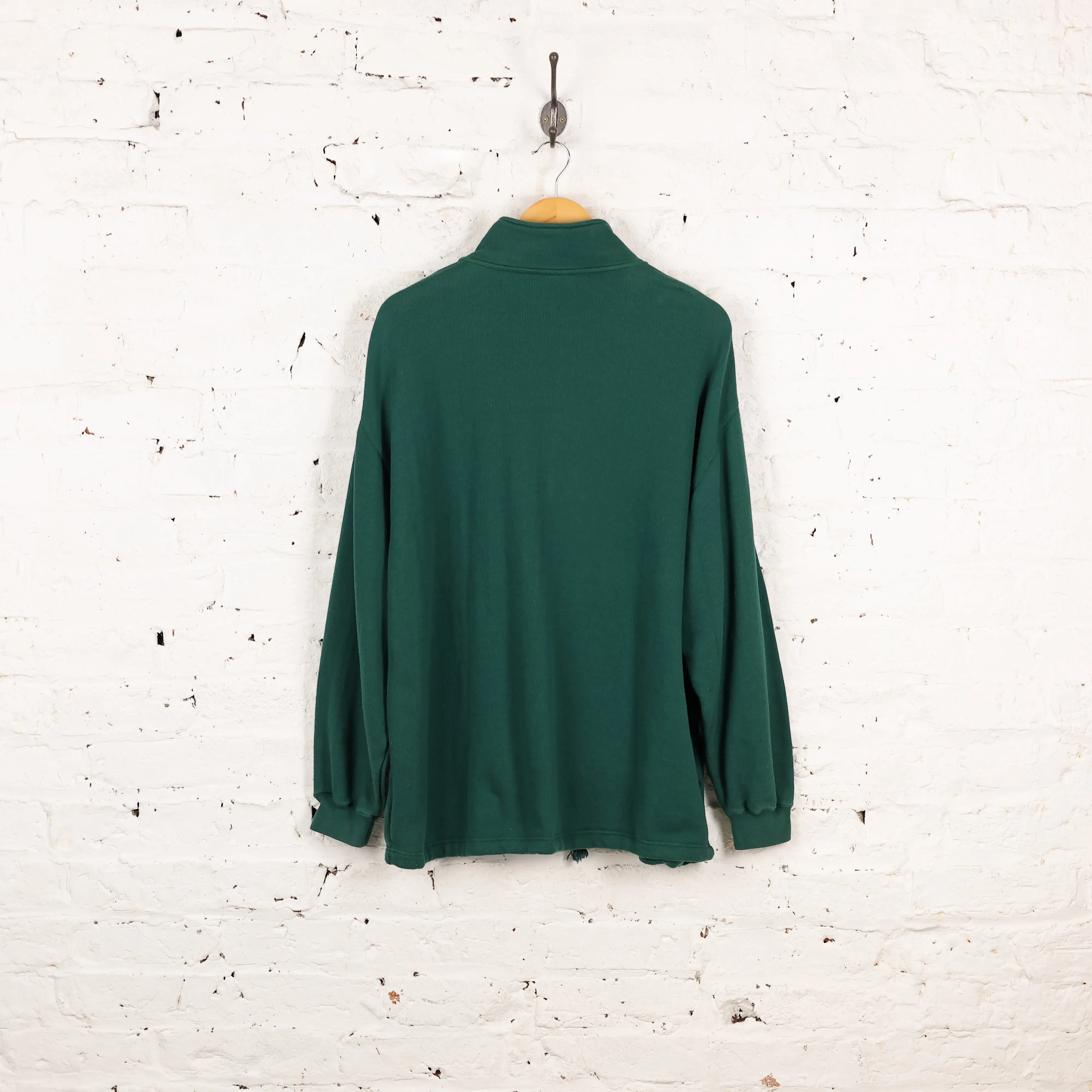 90s Reebok 1/4 Zip Sweatshirt - Green - L