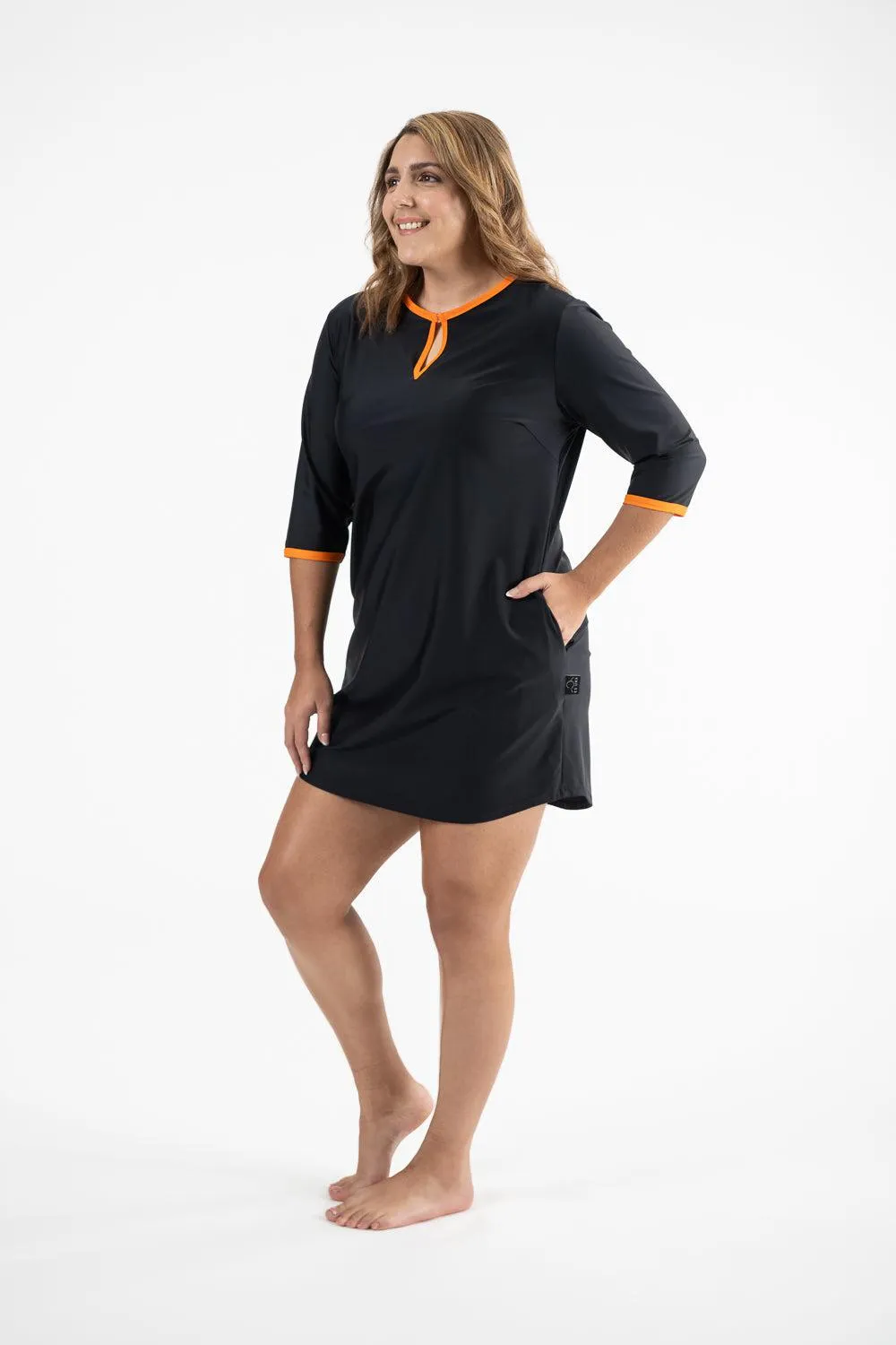 A-Line Rashie Dress black with popsicle orange