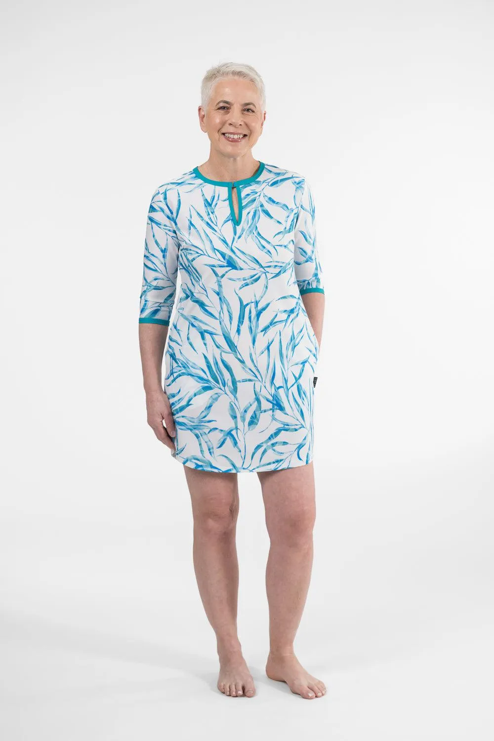 A-Line Rashie Dress blue gum print