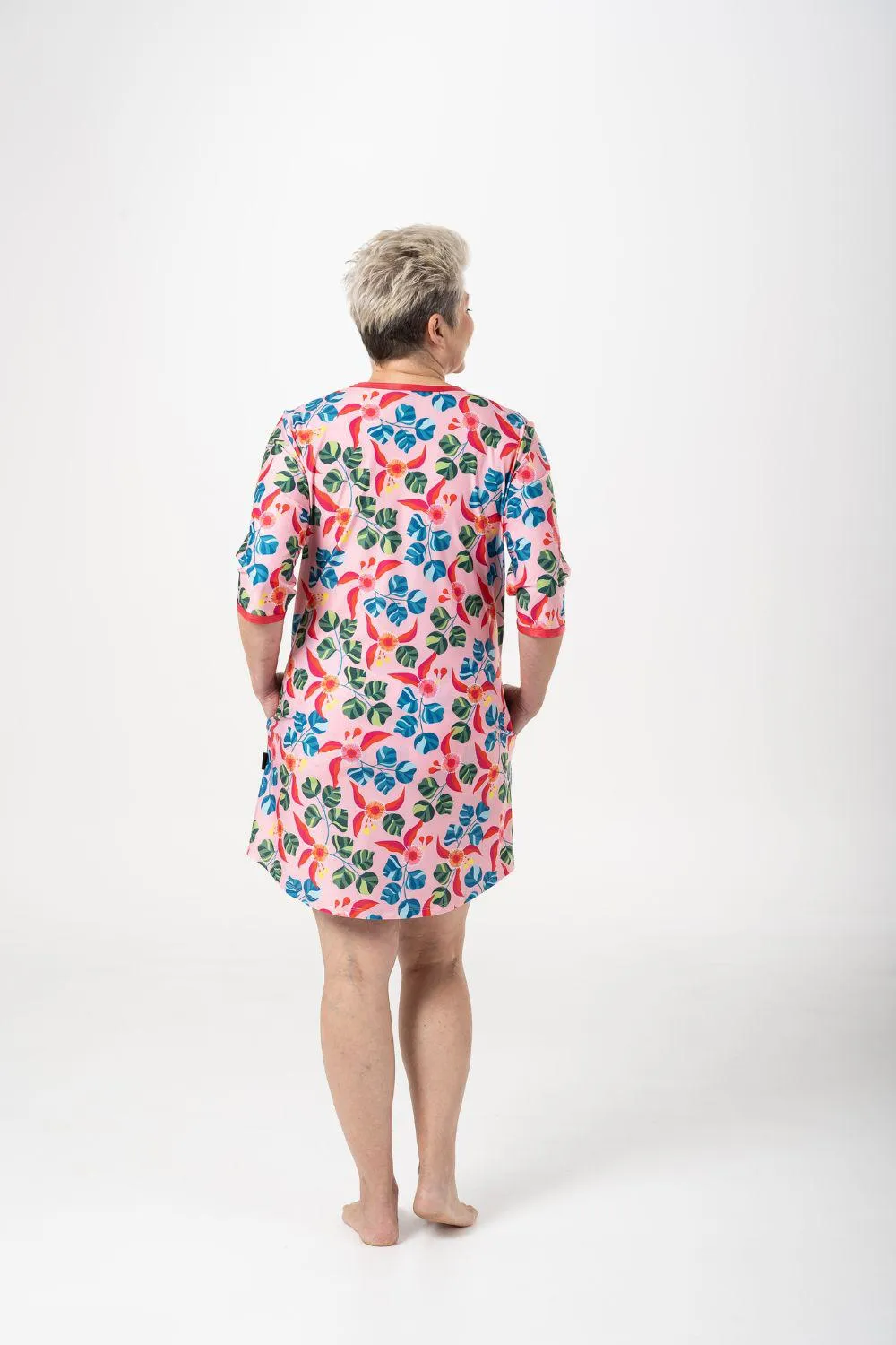 A-Line Rashie Dress pink summer spritz print