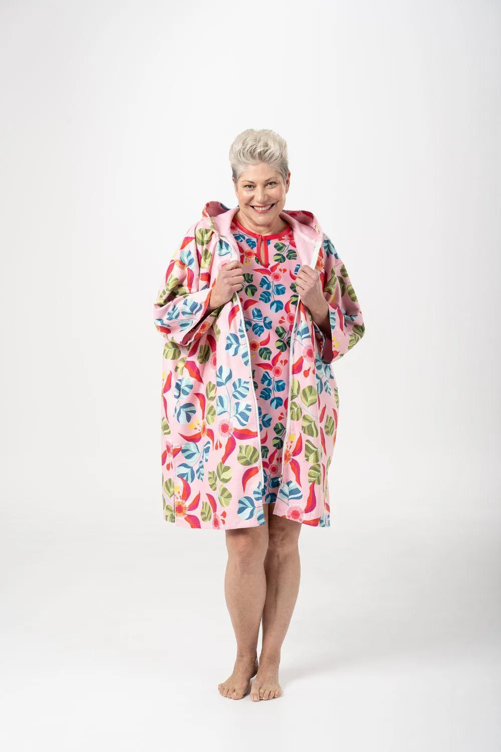 A-Line Rashie Dress pink summer spritz print