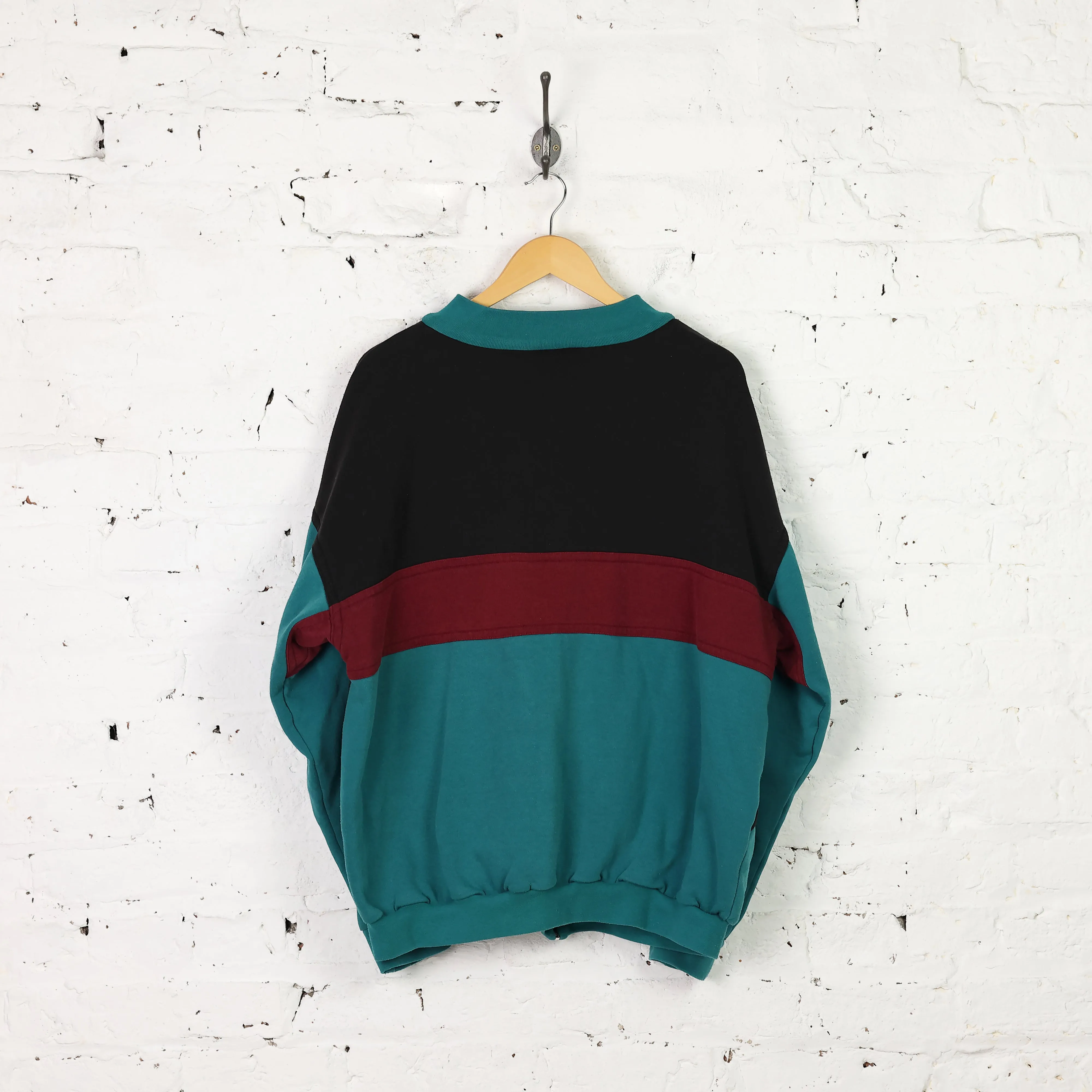 Adidas 90s Zip Up Sweatshirt - Black/Green - XL