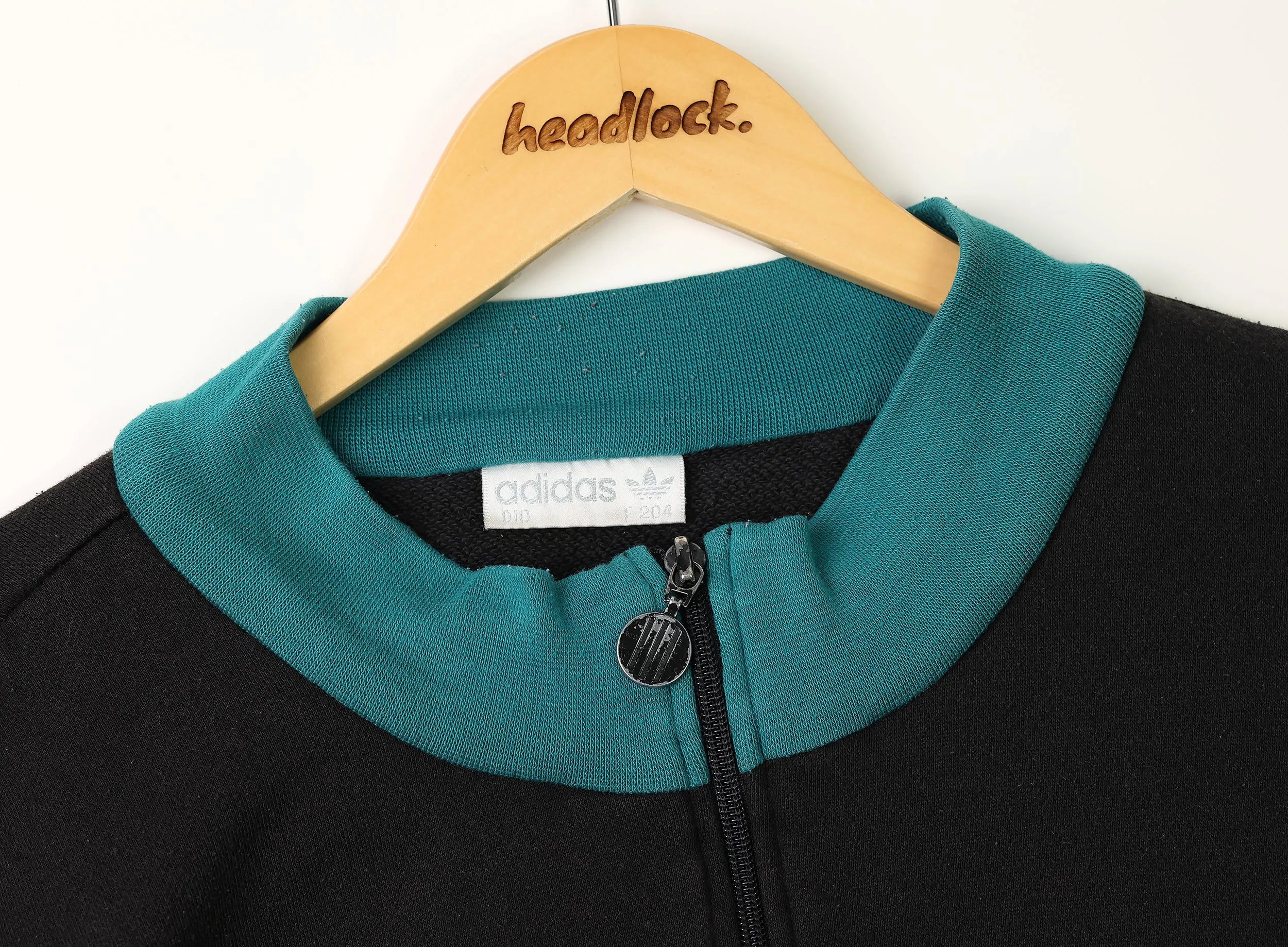 Adidas 90s Zip Up Sweatshirt - Black/Green - XL