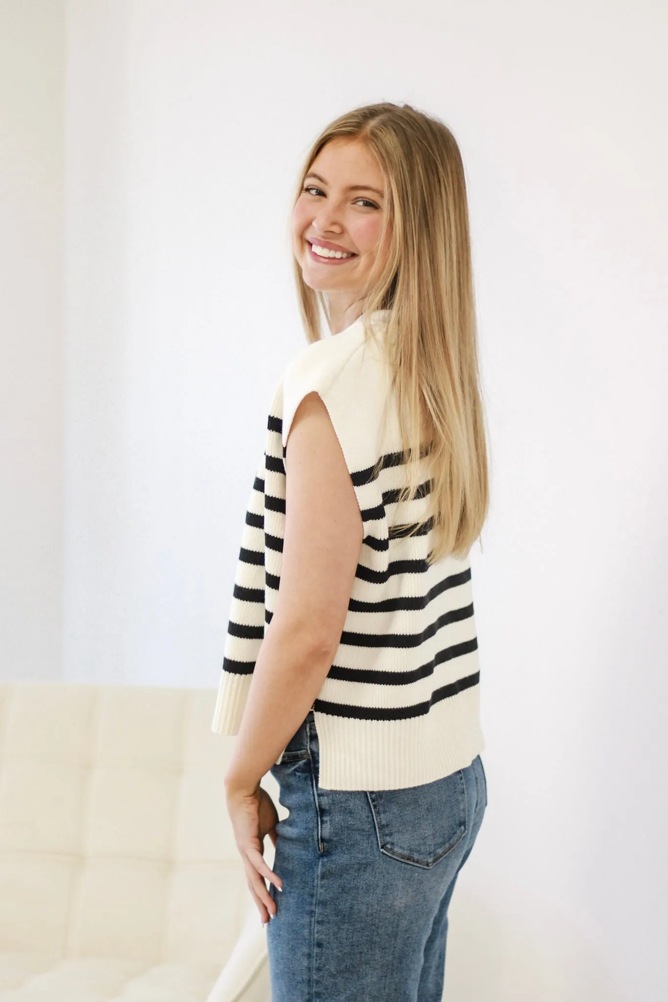 Adore You Striped Sweater in Black/White
