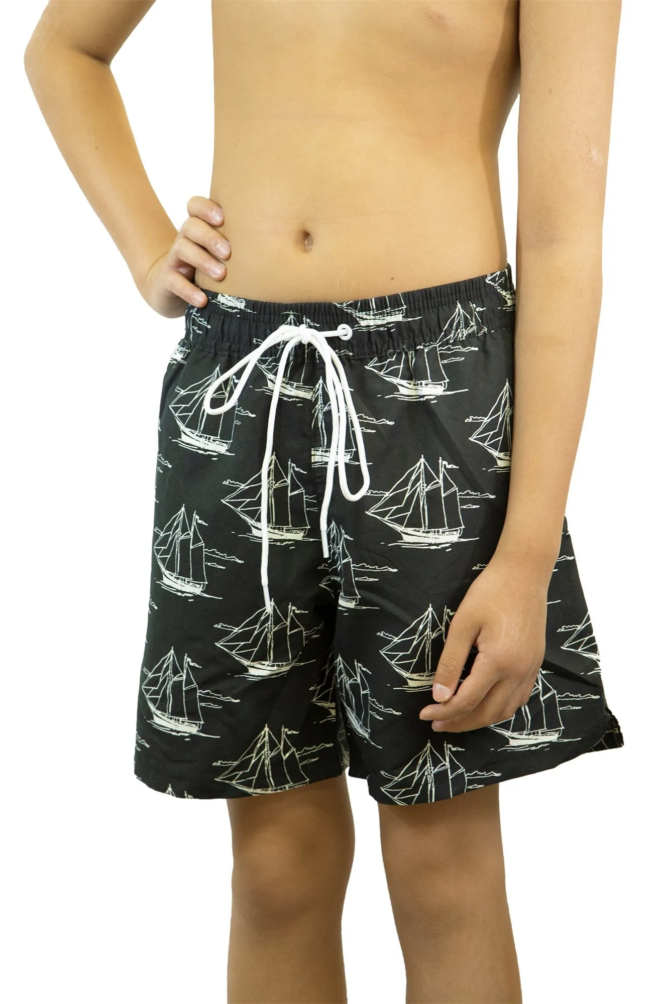 Adoretex Boy's Sailing Boat Printed Beach Board Shorts (MP019)