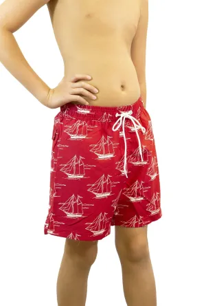 Adoretex Boy's Sailing Boat Printed Beach Board Shorts (MP019)