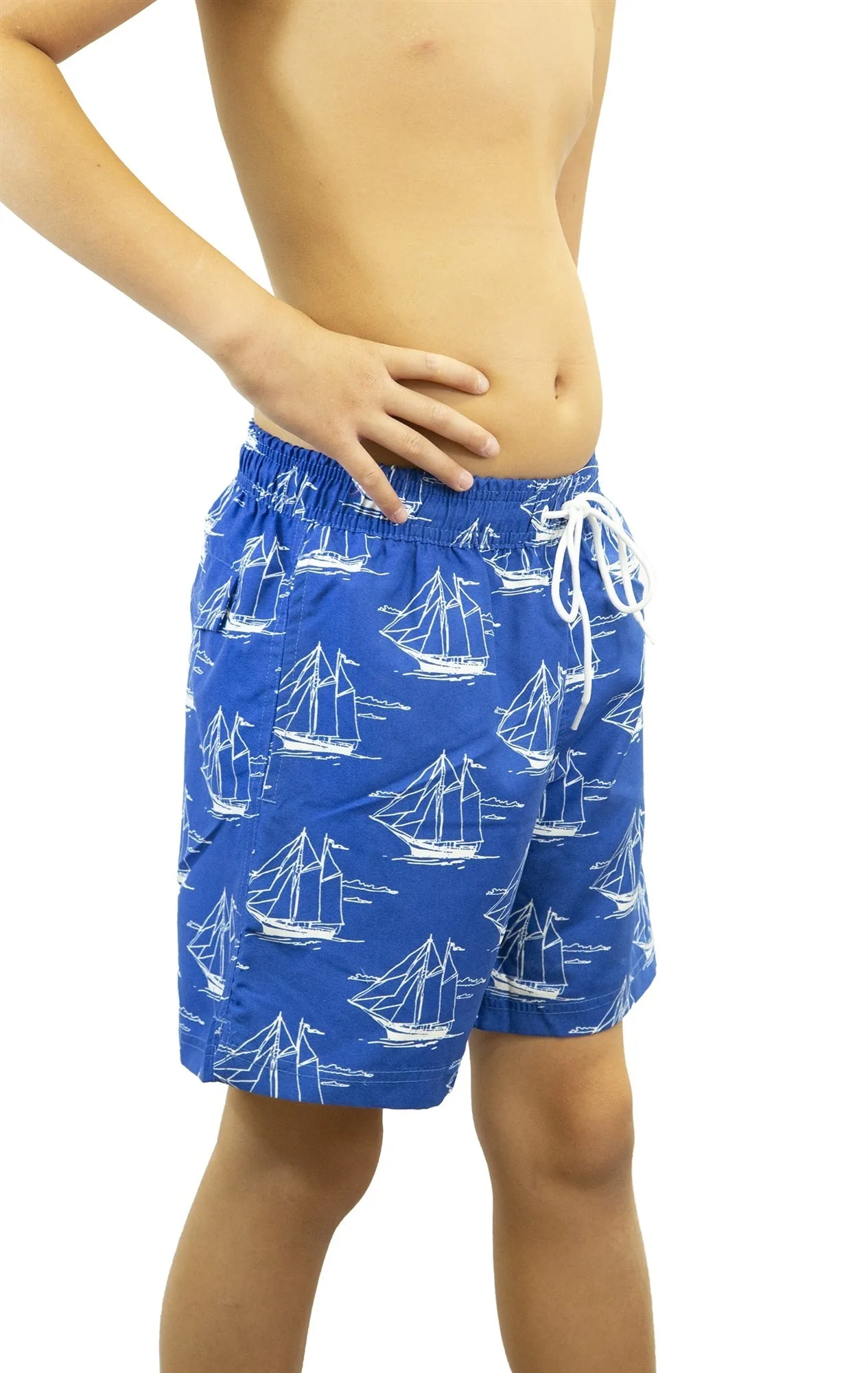 Adoretex Boy's Sailing Boat Printed Beach Board Shorts (MP019)