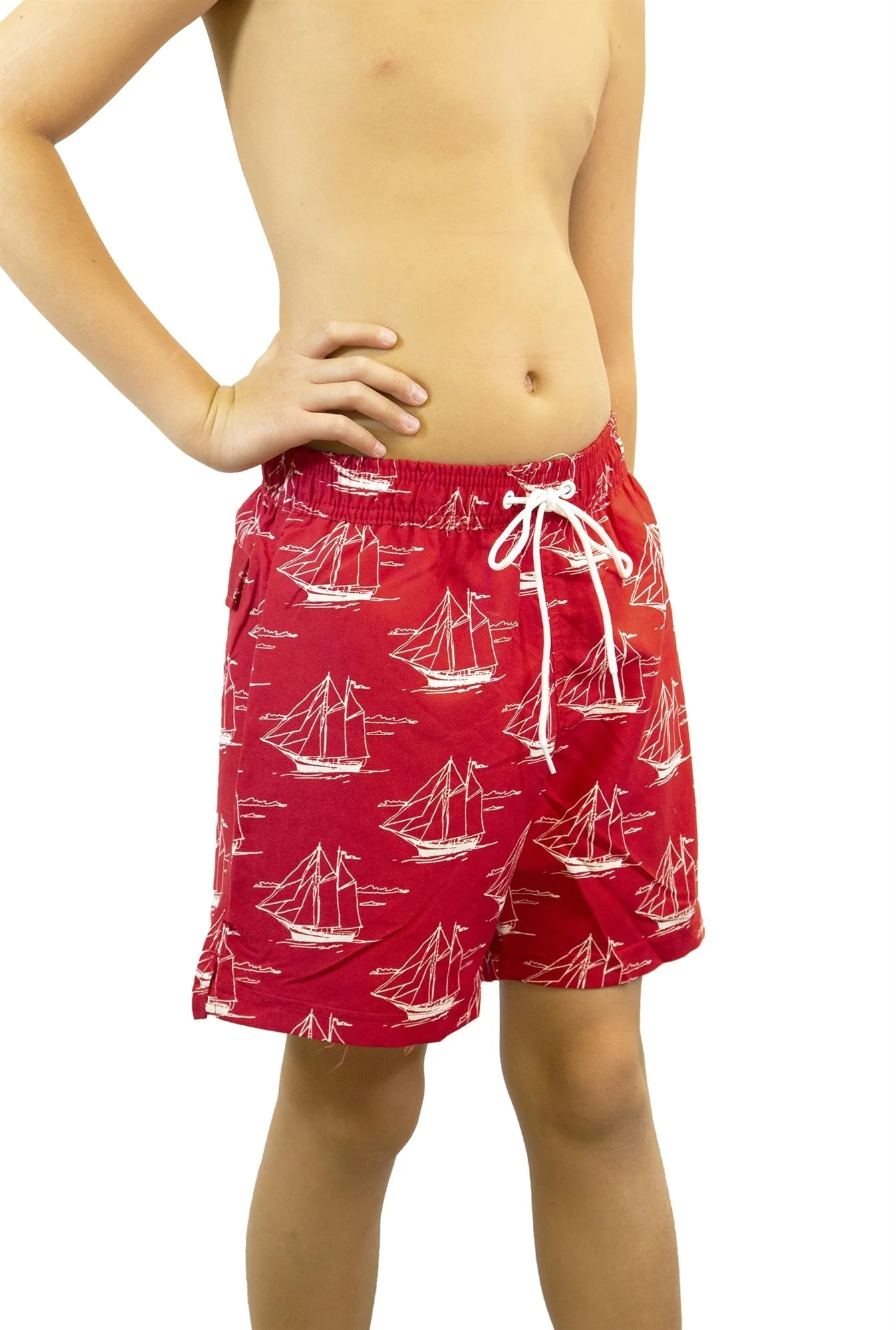 Adoretex Boy's Sailing Boat Printed Beach Board Shorts (MP019)