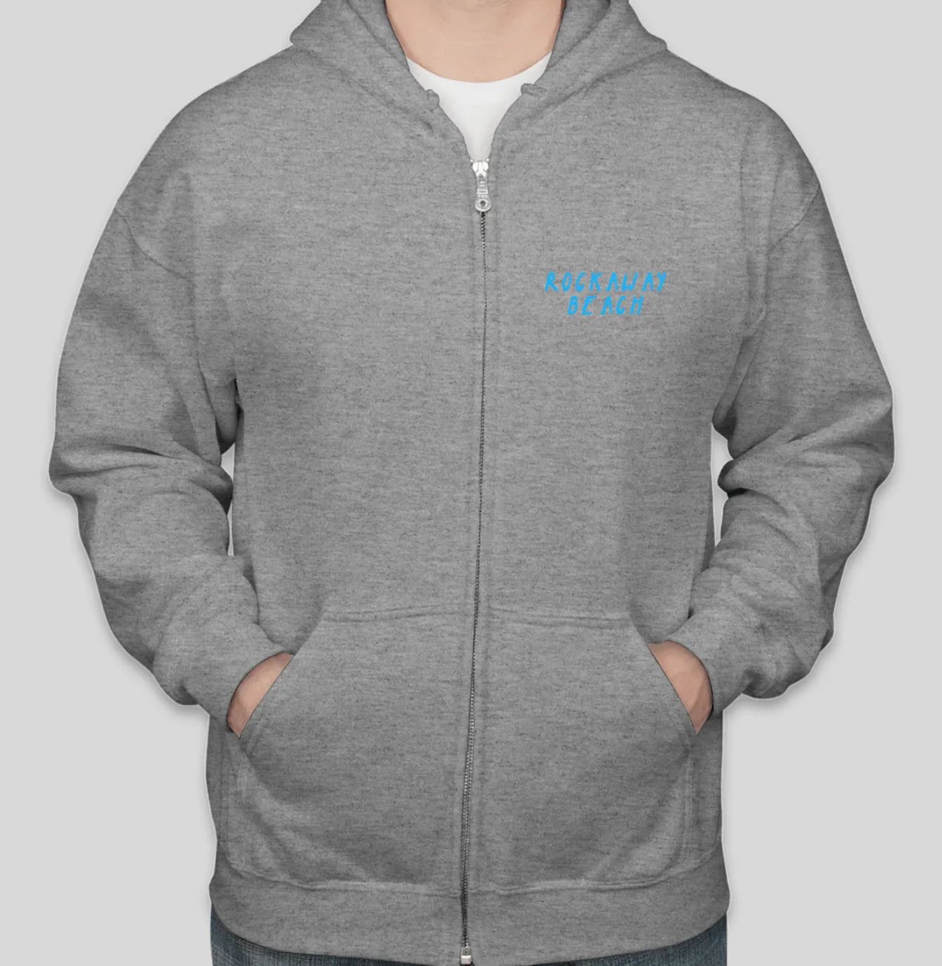 Adult RBNY Gradient Blue Whale Logo Zip Hoodie Grey
