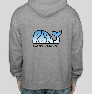 Adult RBNY Gradient Blue Whale Logo Zip Hoodie Grey