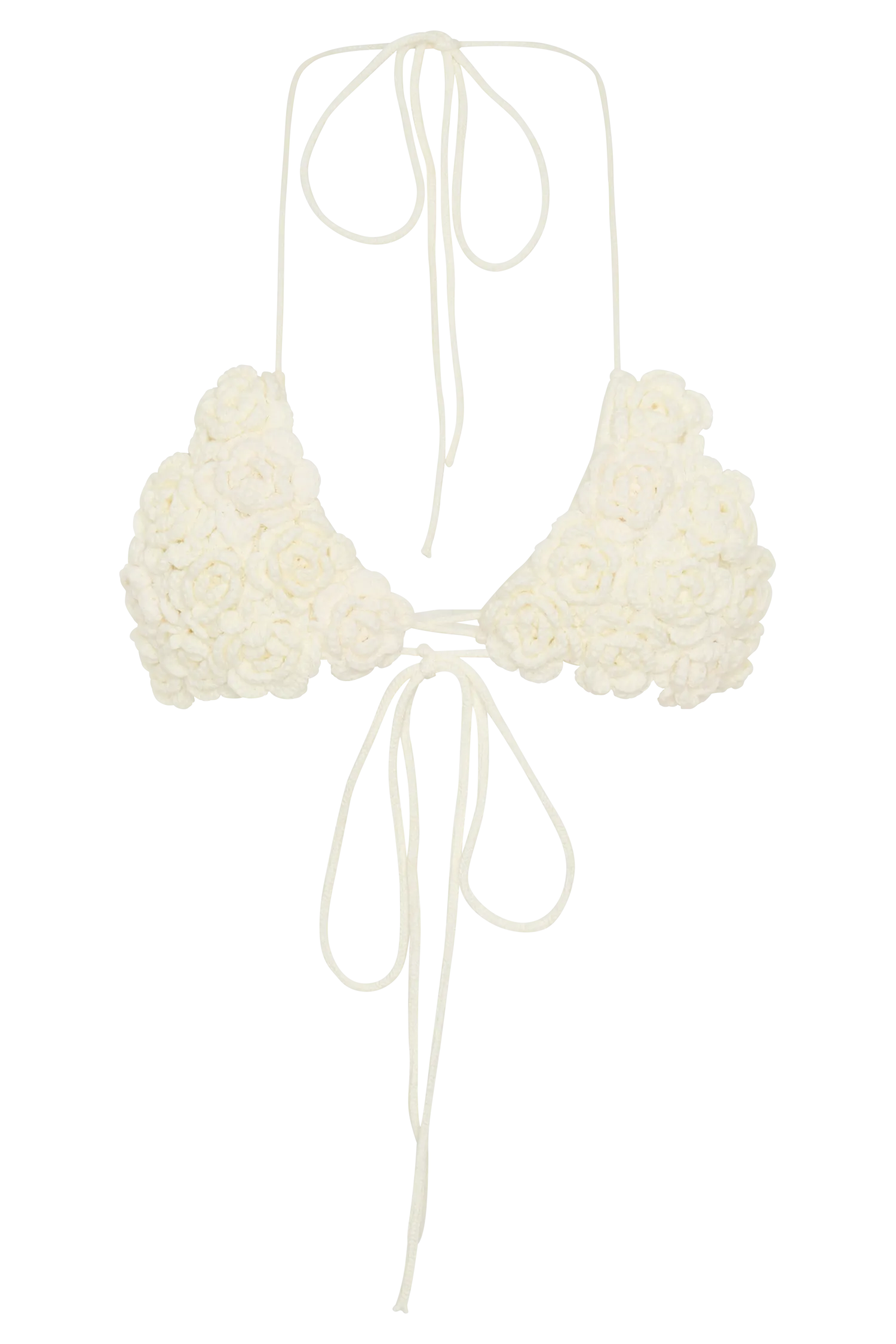Aesha Floral Crochet Bikini Top - Ivory
