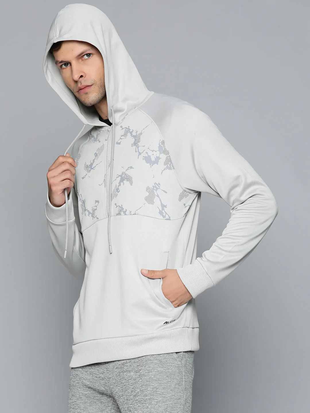 Alcis Men Grey Hooded Sweatshirt