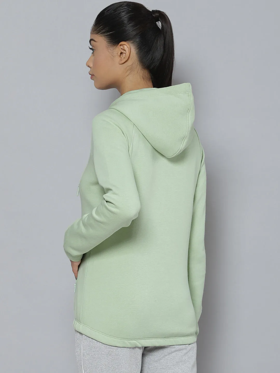 Alcis Women Sea Green Hooded Sweatshirt