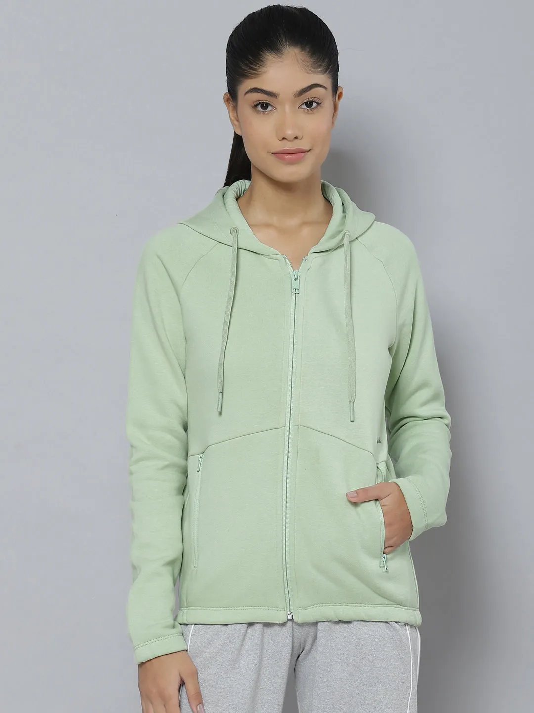 Alcis Women Sea Green Hooded Sweatshirt