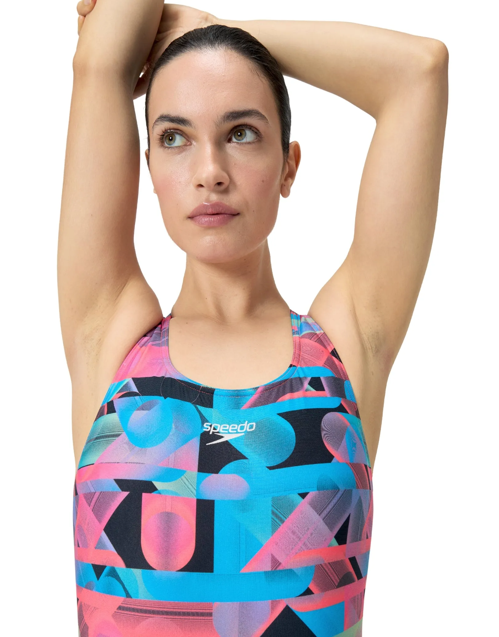 Allover Digital Powerback Swimsuit - Red/Blue