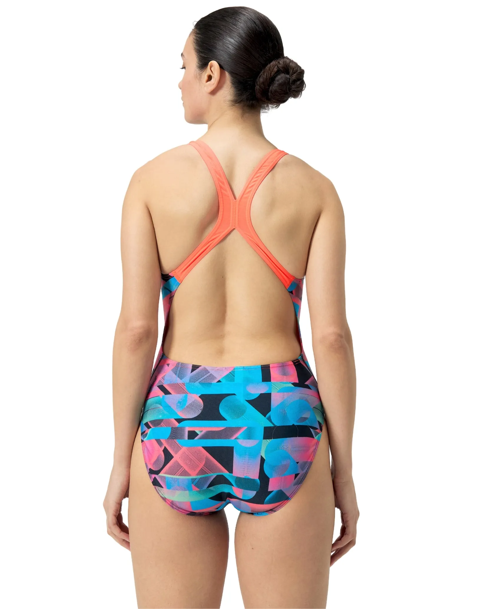 Allover Digital Powerback Swimsuit - Red/Blue