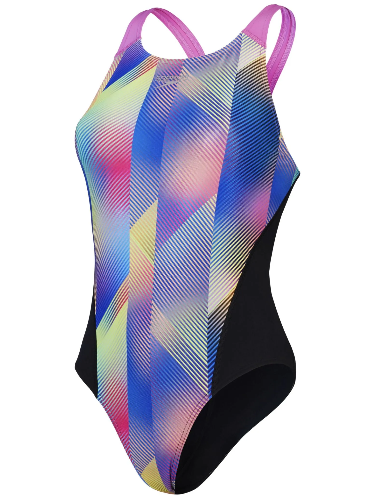Allover Digital Recordbreaker Swimsuit - Black/Pink/Blue
