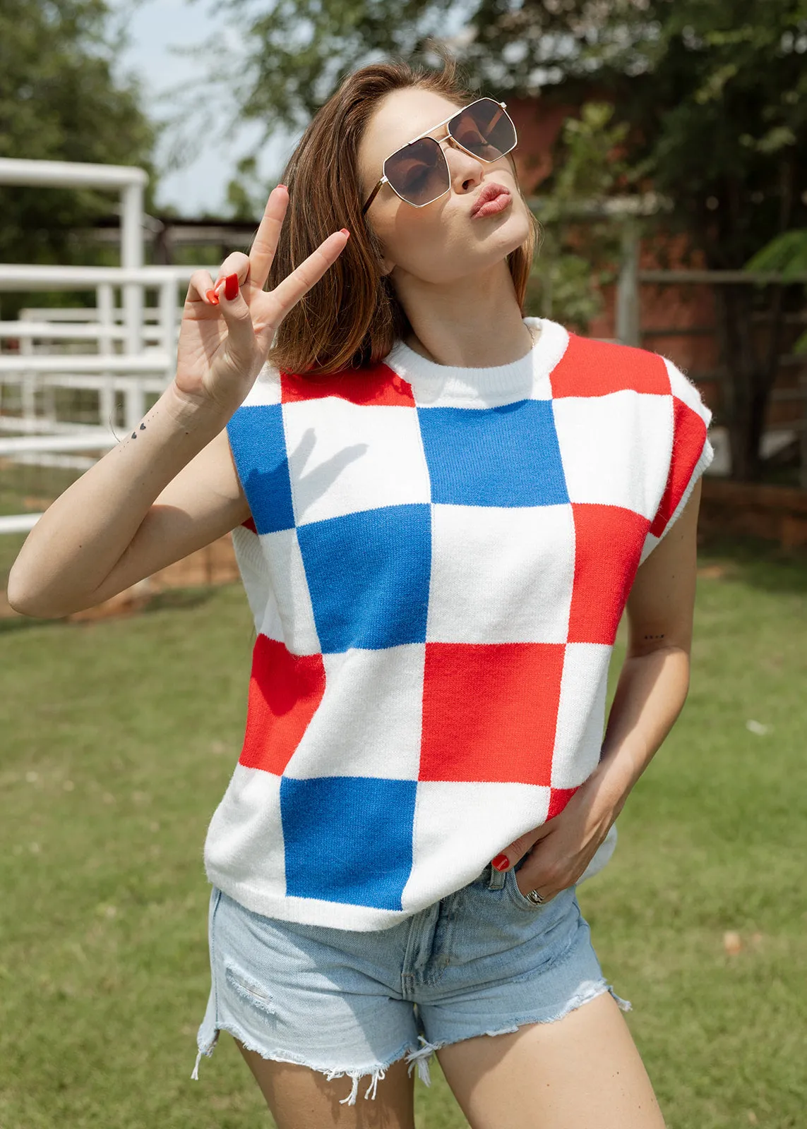 American Checkered Sweater Vest