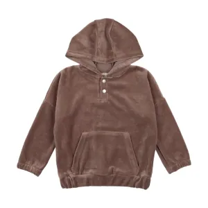 Analogie Velour Hooded Sweatshirt - Taupe