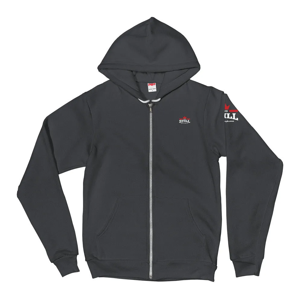And Still Champion on crest & sleeve, Soaring Champion on back women's zip-up hoodie