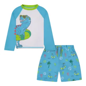 Andy & Evan Boys Dino 2pc Rashguard Set