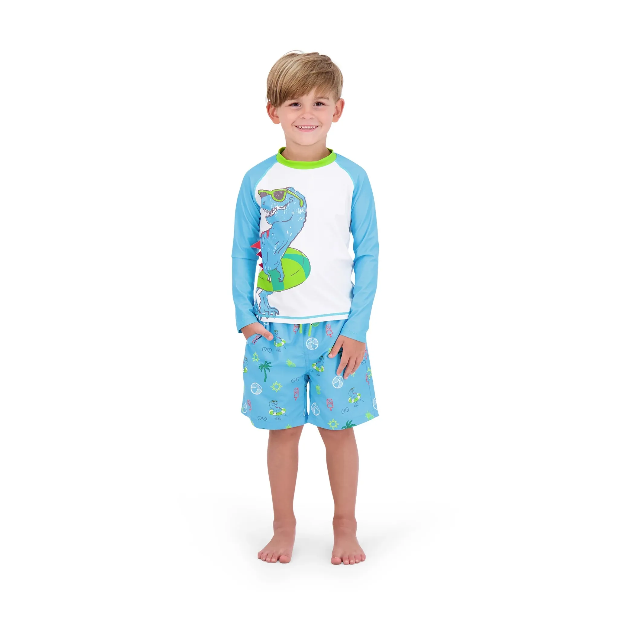 Andy & Evan Boys Dino 2pc Rashguard Set