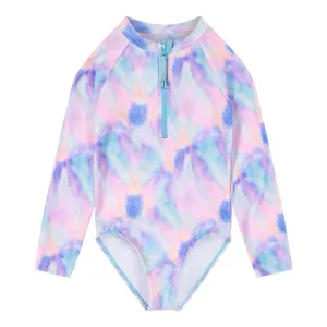 Andy & Evan Pastel Tie Dye Rashguard Swimsuit & Headband Set