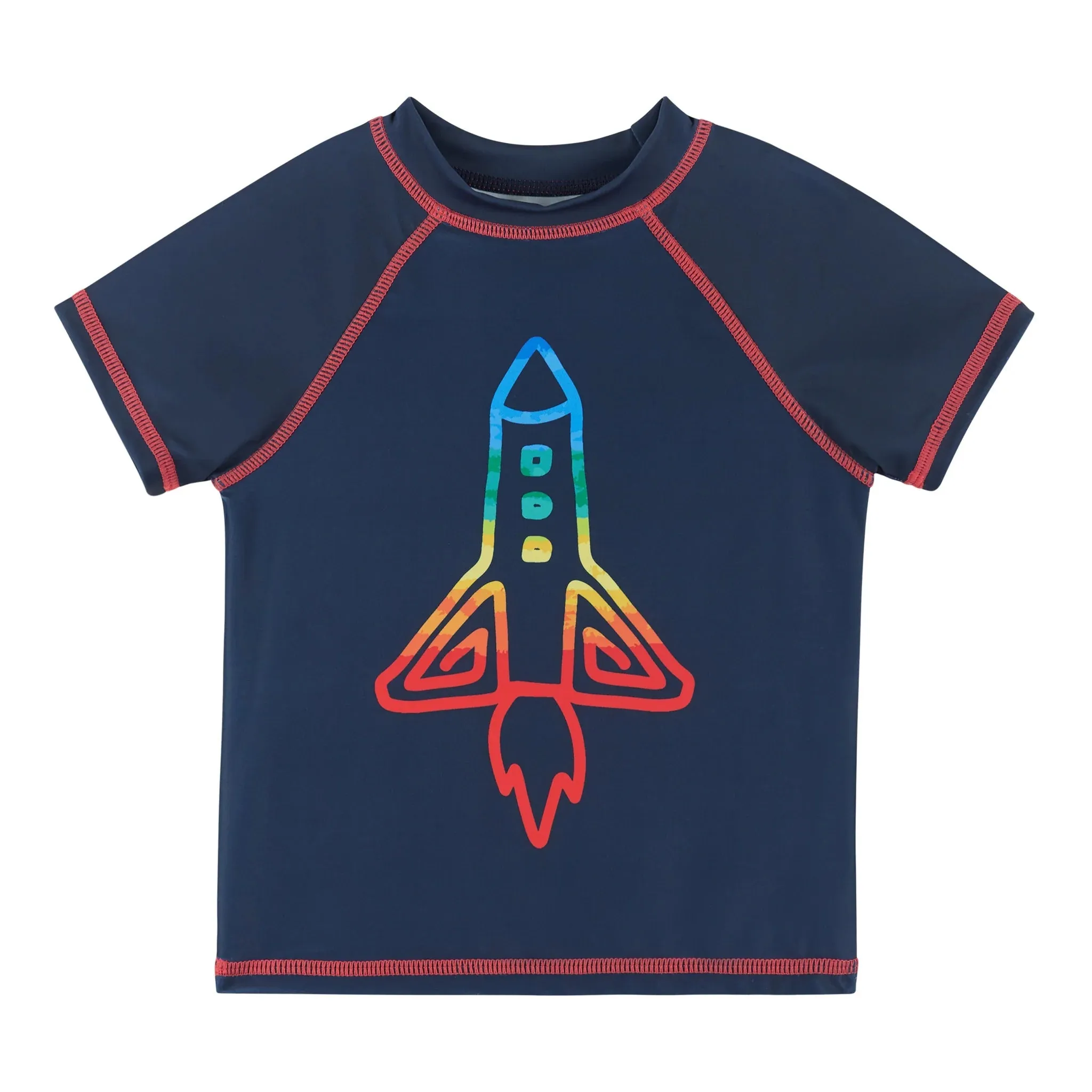 Andy & Evan UPF 50  Rocket Print Rashguard & Stretch Swim Trunk Set