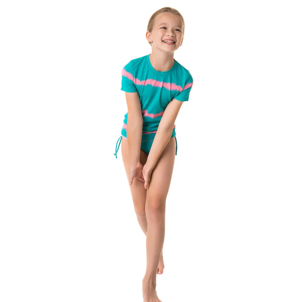 Barbados Girls Rash Shirt Set - Green Pink