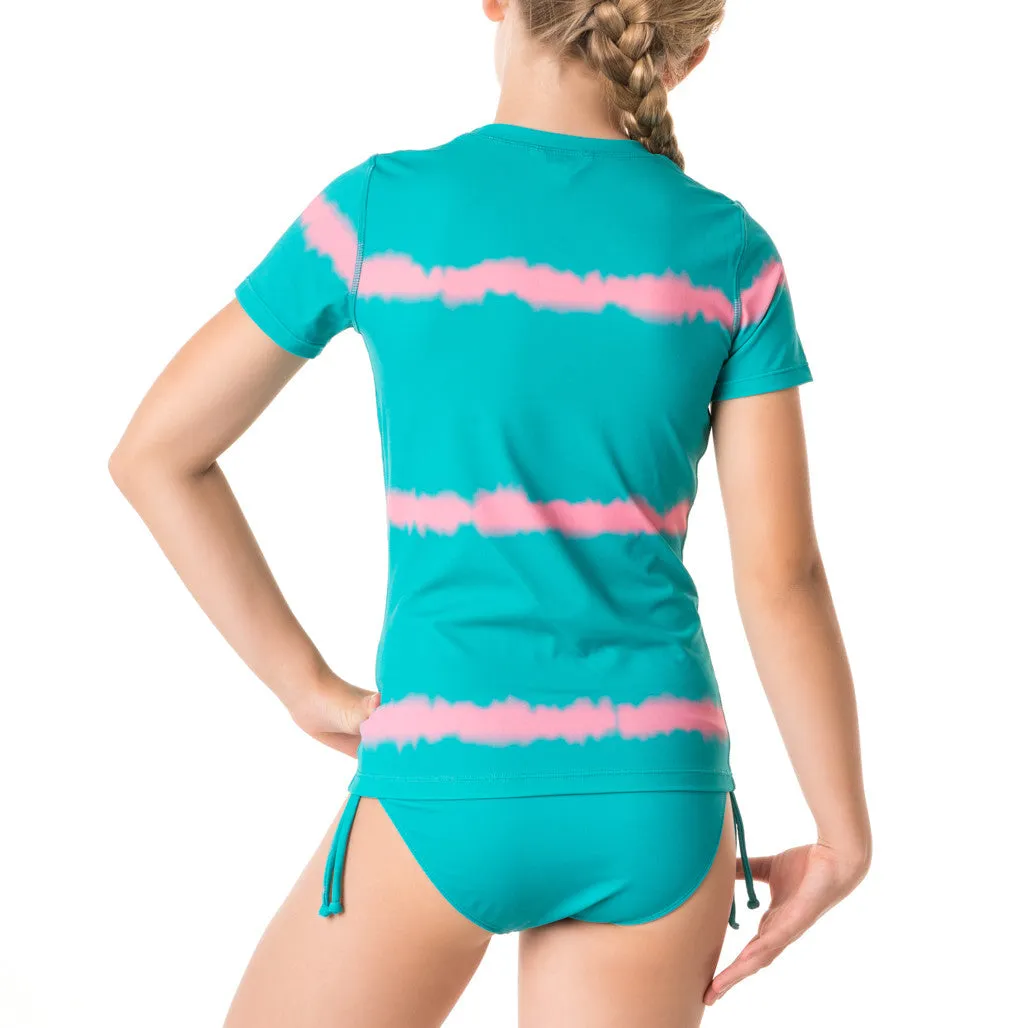 Barbados Girls Rash Shirt Set - Green Pink
