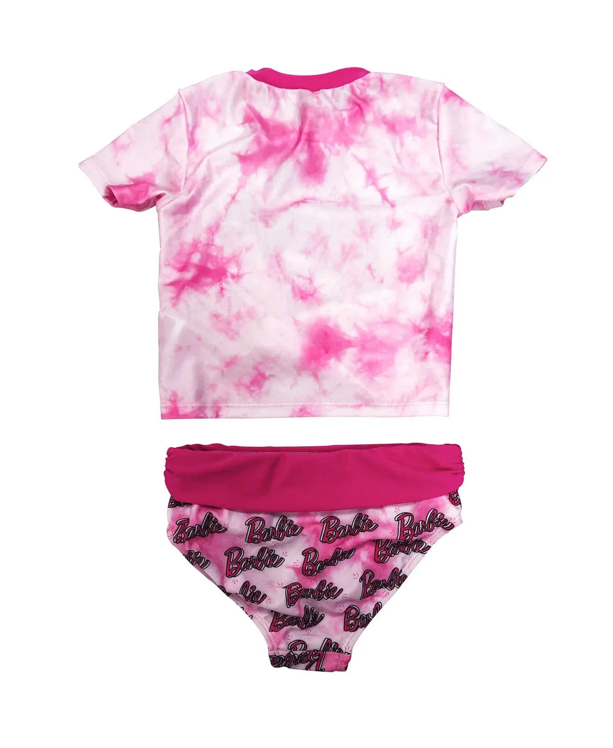 Barbie Girls Swimsuit Pink Tie Dye Rashguard and Bikini Bottom Set Two Piece