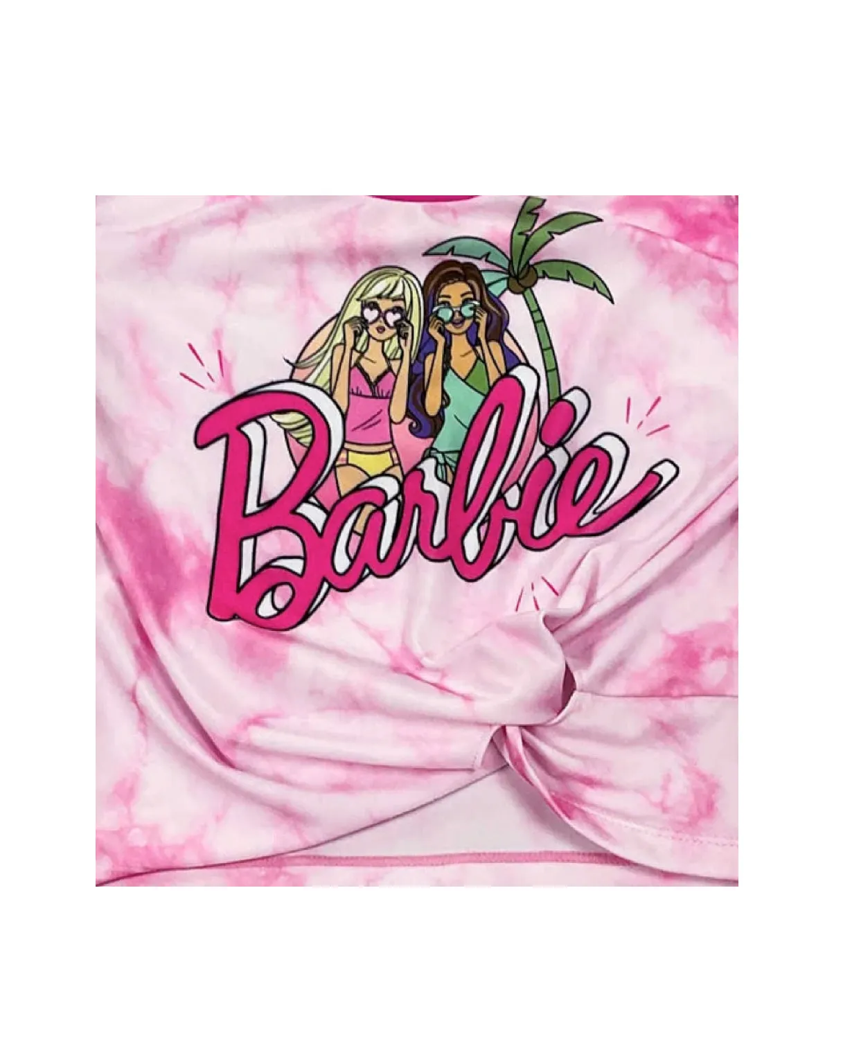 Barbie Girls Swimsuit Pink Tie Dye Rashguard and Bikini Bottom Set Two Piece