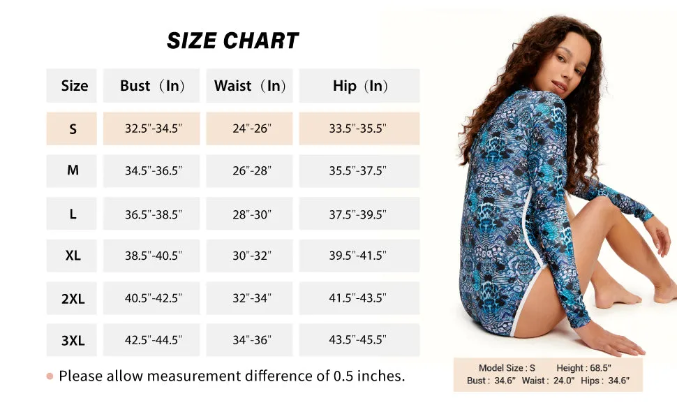 Beast Skin Art Long Sleeve One-Piece Swimsuit Rash Guard for Women - Orange