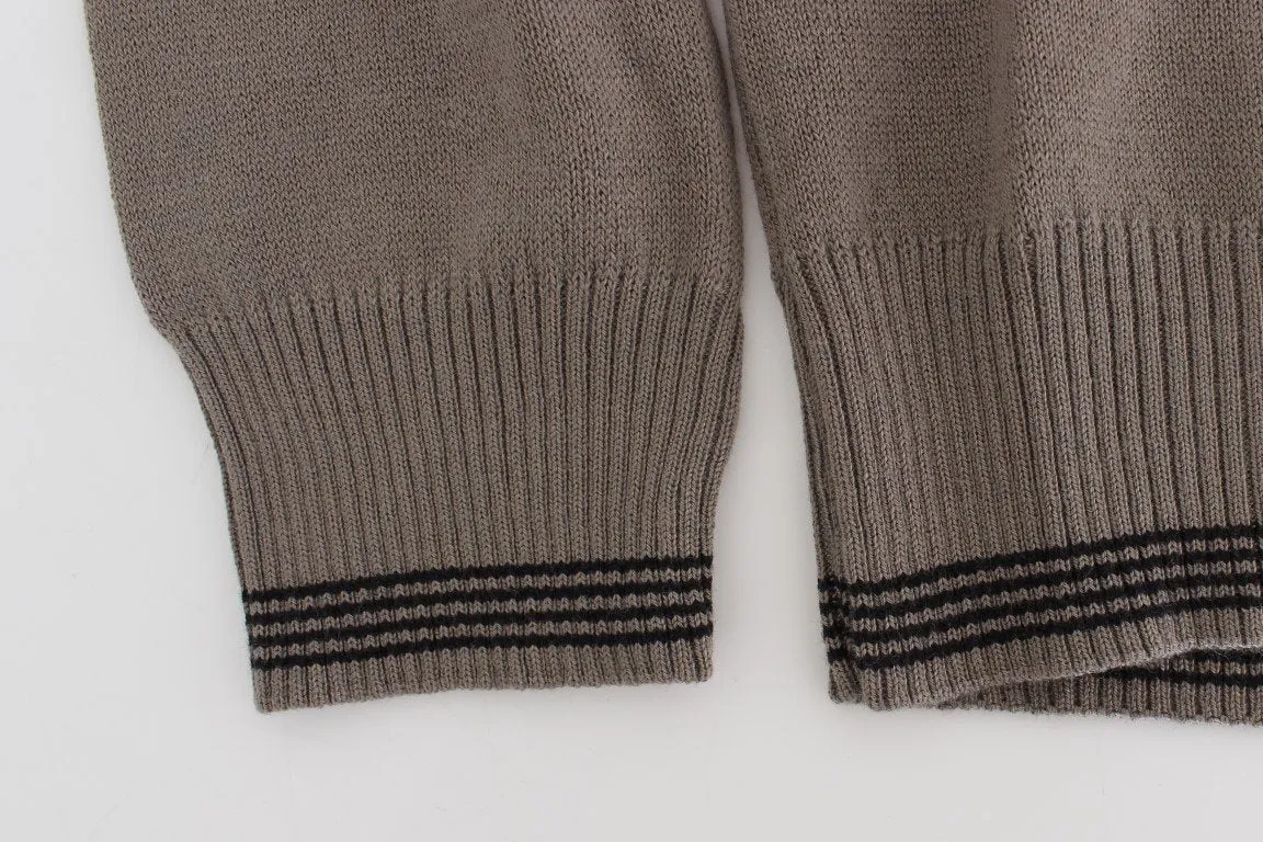 Beige Turtleneck Wool Blend Sweater