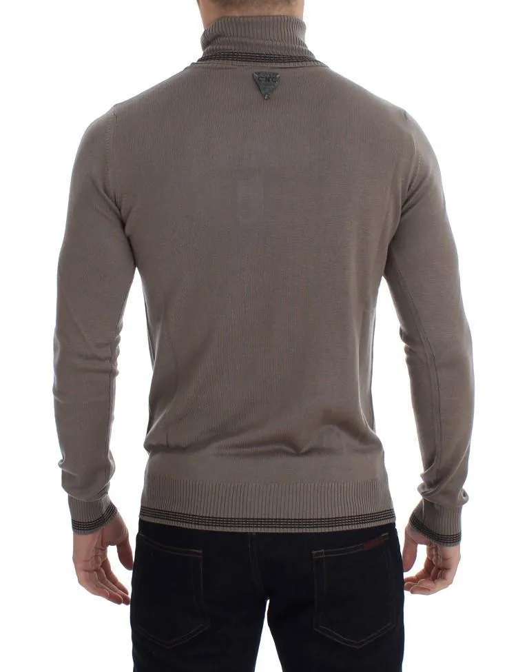 Beige Turtleneck Wool Blend Sweater