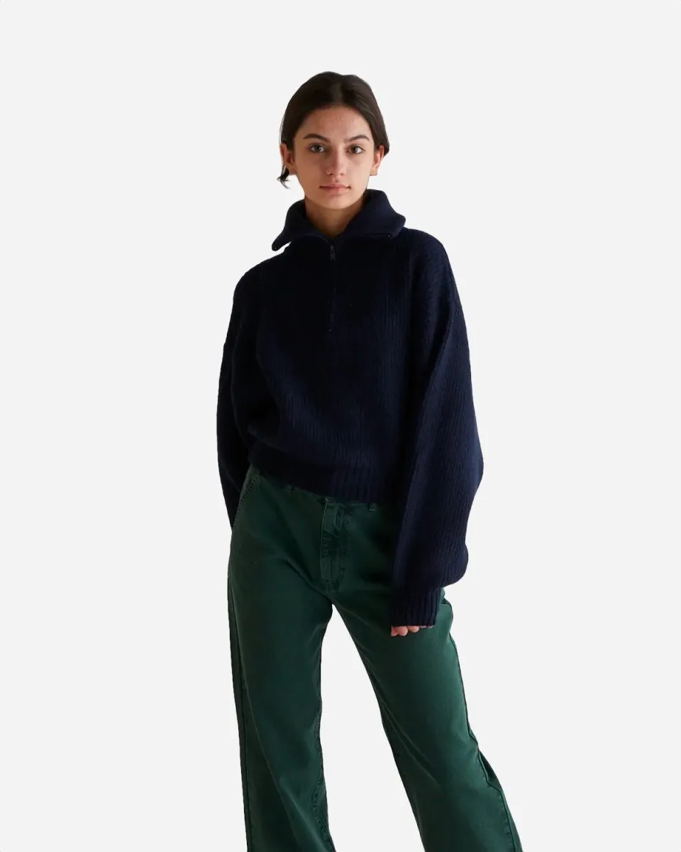 Berna Half Zip Knit - Navy