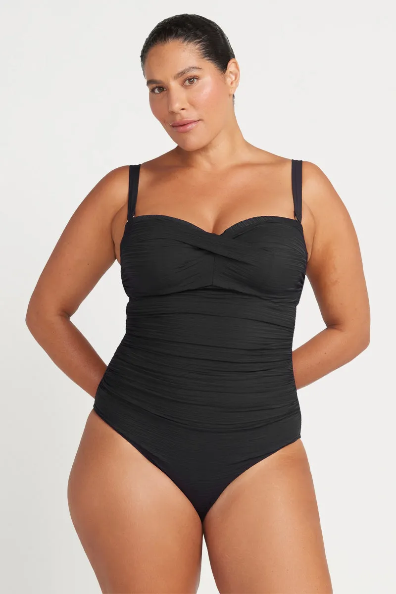 Black Aria Botticelli Bandeau D / DD Underwire One Piece Swimsuit