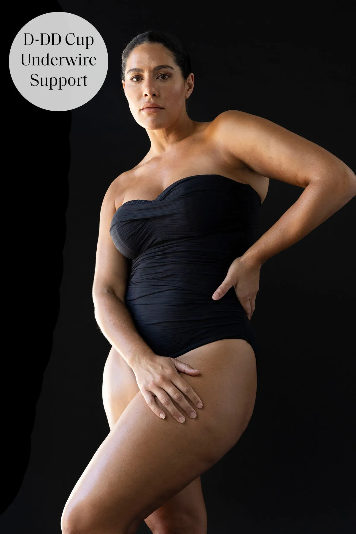 Black Aria Botticelli Bandeau D / DD Underwire One Piece Swimsuit
