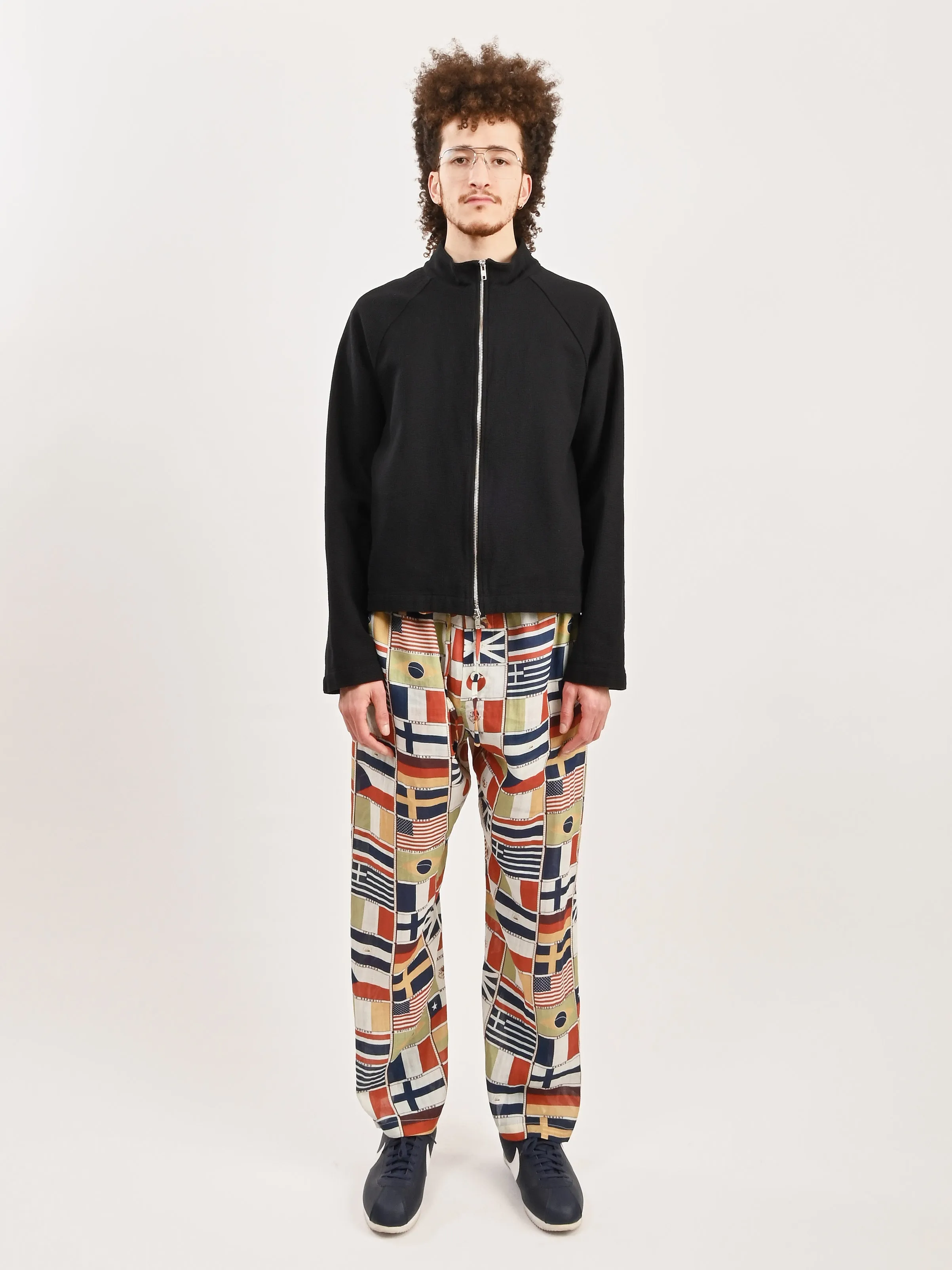 Black Leisure Woven Zip Up