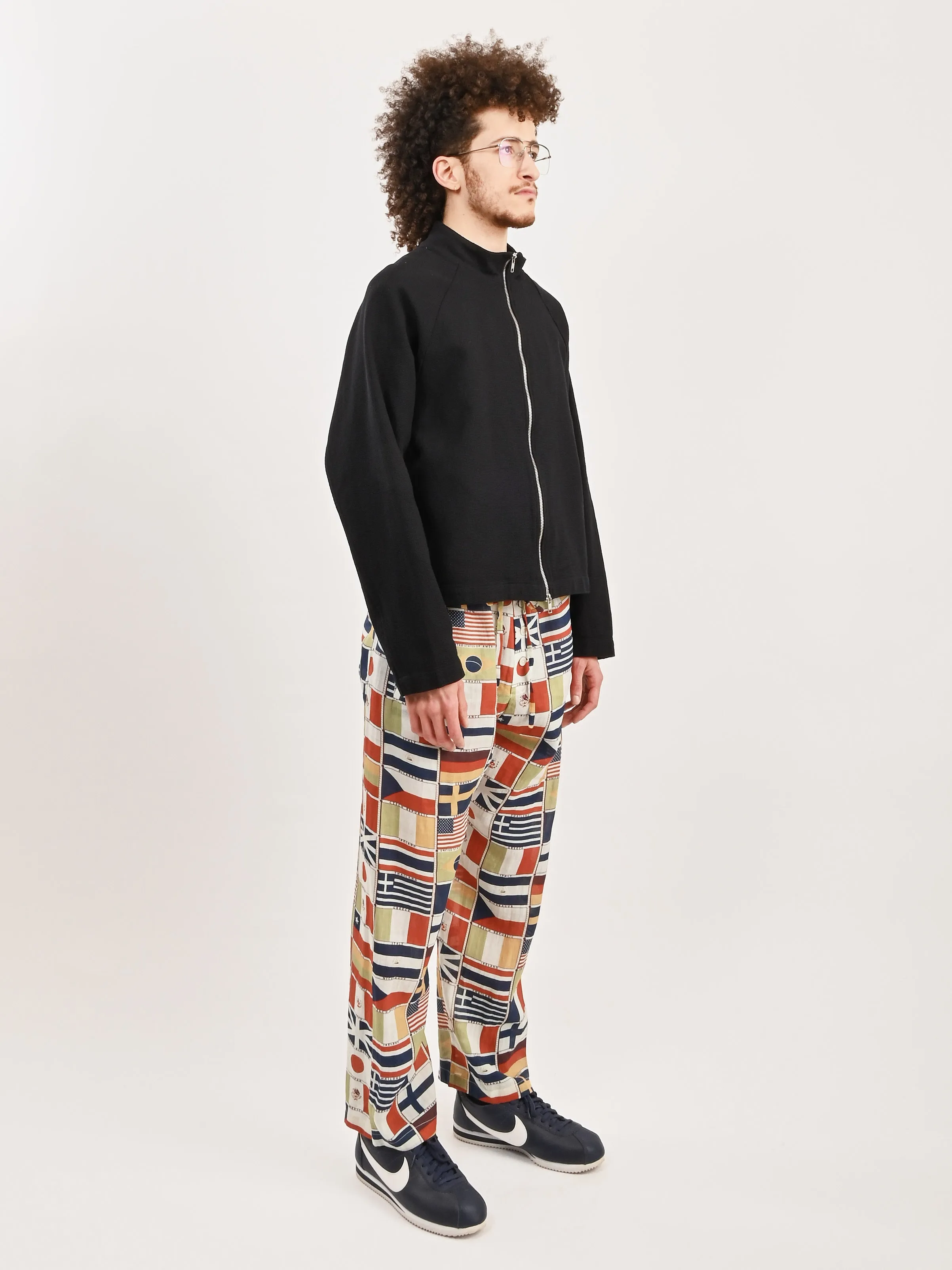 Black Leisure Woven Zip Up